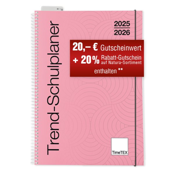 TimeTEX Trend School Planner A5, 2025/2026, flamingo