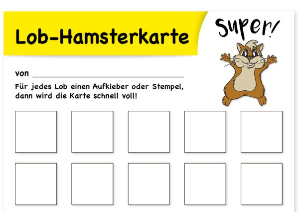 Hamster Commendation Cards with 10 fields, 25 pcs.