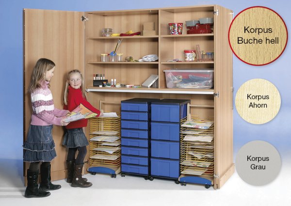 Garage Tall Cabinet XXL, extra deep, drying trolley A3, wheeled container