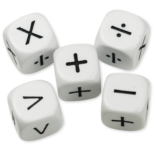 Set of Dice Mathematical Signs 5 pcs., 16 mm