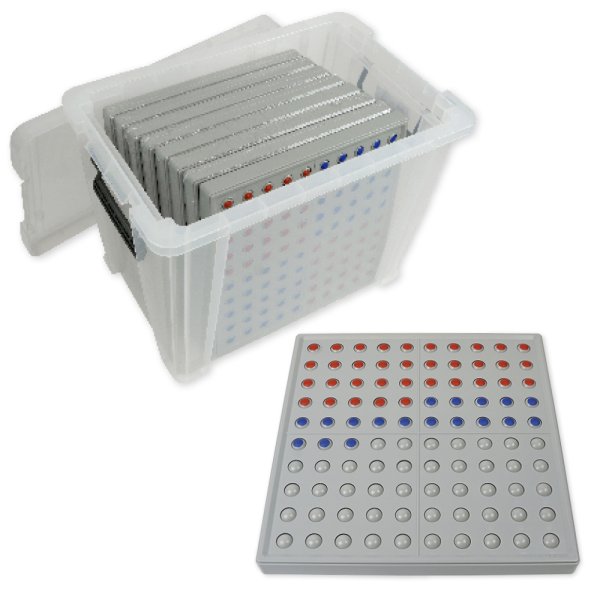 ABACO Class Set for counting in the 100s range, red-blue-grey, 8 pcs., in a box