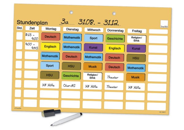 TimeTEX Magnetic Timetable Board, approx. 41 x 28 cm