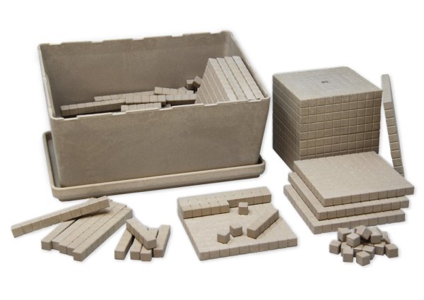Base Ten Blocks Basic Assortment, 151 pcs., numbers up to 1,000, natural colour