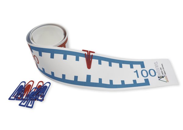 Teacher's Number Line Counting Strip with hook and loop fastener points, 3 m, 1-100