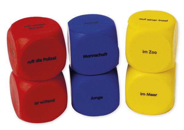 Set of Silent Dice 6 pcs. German "Stories introduction", 4 cm