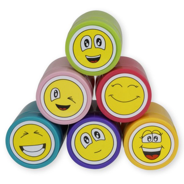 Set Permanent Stamps "Smiley Faces", 6 pcs.