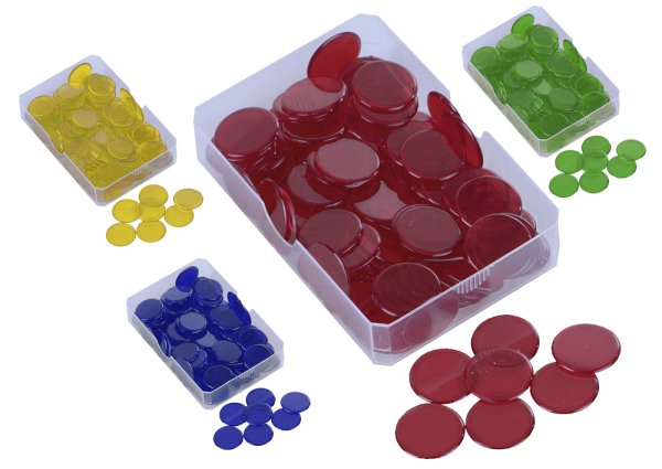 Plastic Chips transparent, monochrome, 100 pcs. box