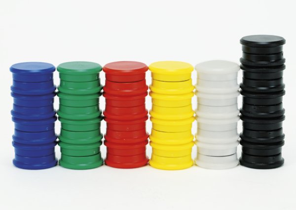 Set of Adhesive Magnets, colour-sorted, 24 mm ø, 50 pcs.
