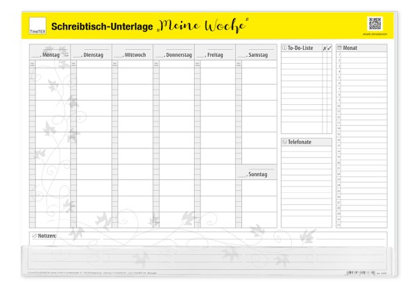 TimeTEX "My Week" Desk Underlay
