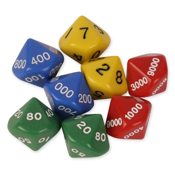 Dice Set for Decimal Values, 8 pcs.