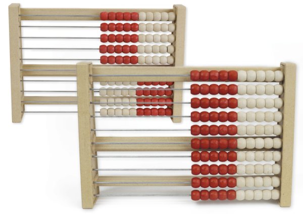 Abacus for the numbers 1-100, red/white