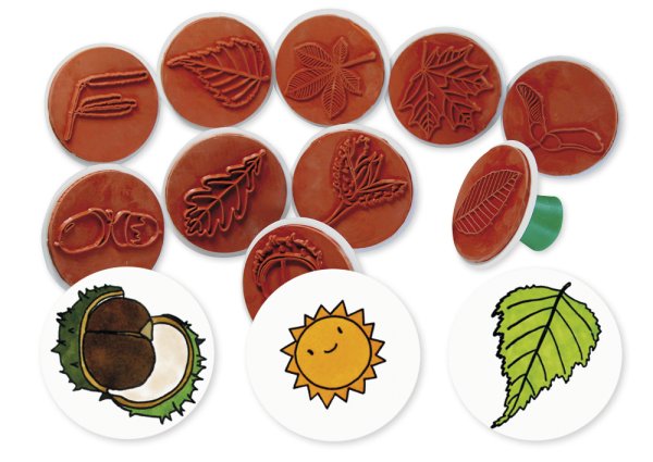 Stamp Set "Trees - Leaves and Fruit", 10 pcs.