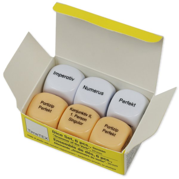 TimeTEX Dice Set German "Verb Grammar", 6 pcs., 20 mm
