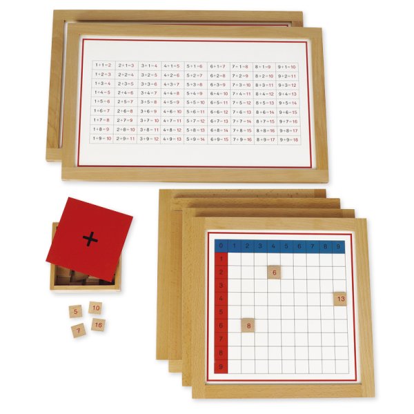 TimeTEX Addition Working Charts in Wooden Frame "Montessori Premium"