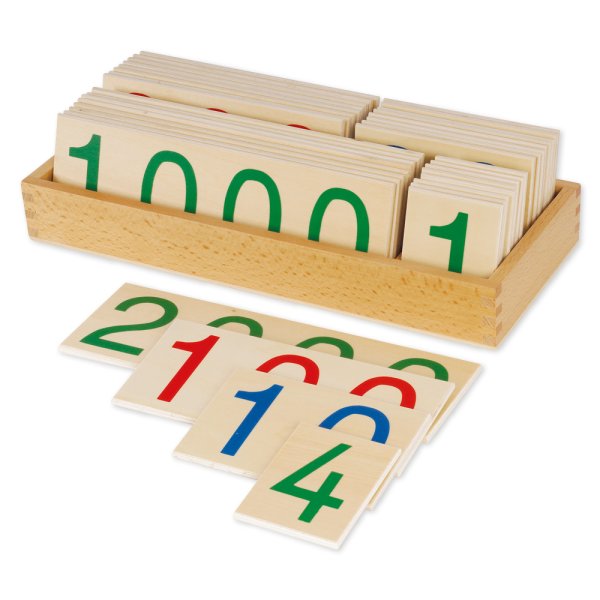 TimeTEX Wooden Number Cards 1-9,000, large, in box "Montessori Premium"