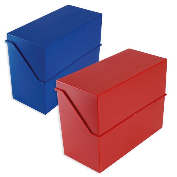 Index Card Box for A5, plastic, with Hinged Lid