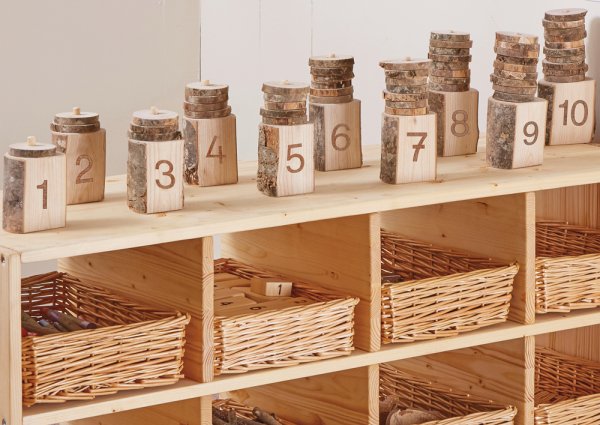 Wooden Disc Sorting Game for Counting up to 10, 65 pcs.