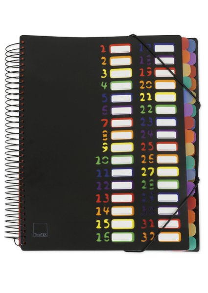 TimeTEX Table Multi-Compartmental Folder 1-32 A4, coloured with rubber closure