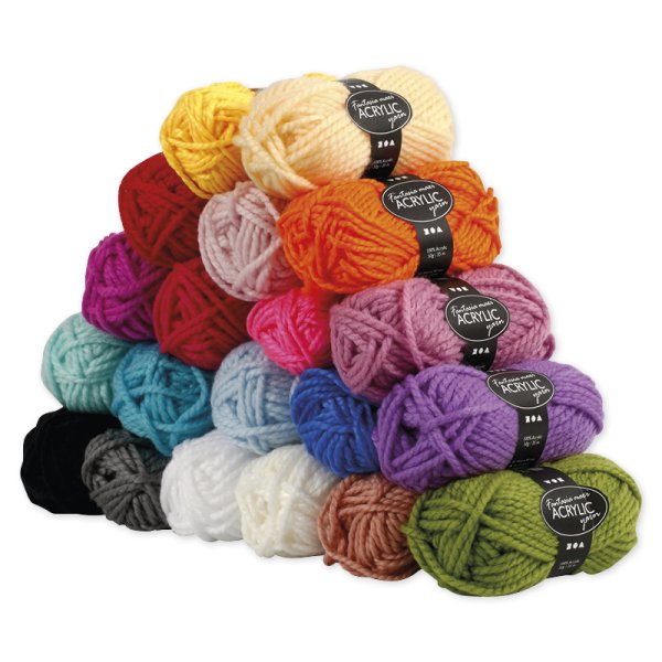Set Polyacryl-Garn 2-fädig, 20 Farben à 50 g