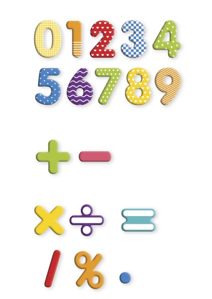 Magnetic Digits in a box, approx. 45x45 mm, 90 pcs.
