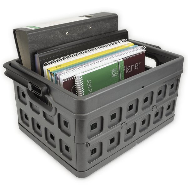 Folding Box in plastic with handle, approx. 24 litres, up to 15 kg, anthracite
