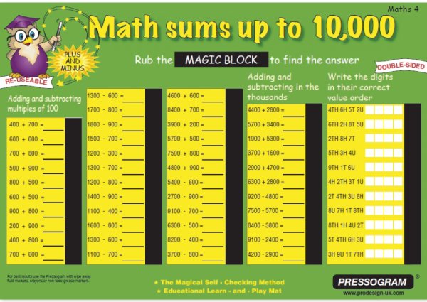 TimeTEX Magic Board "Mathematics" English Numbers up to 100,000