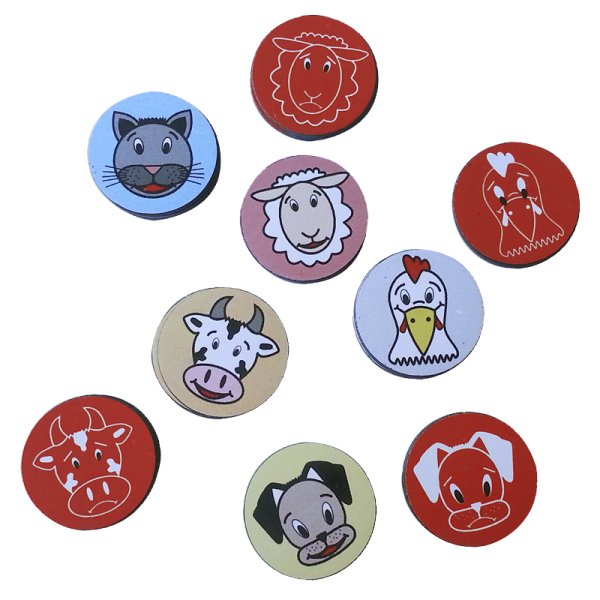 Set of Reversible Magnetic Discs "Animal Faces"