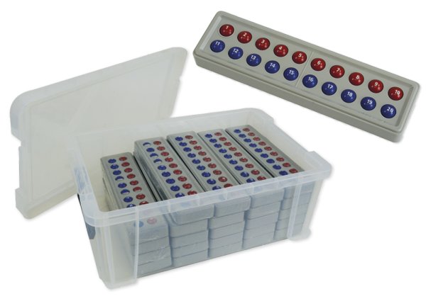 ABACO Class Set for counting in the 20s range, red and blue, with numbers, 24 pcs., in a box