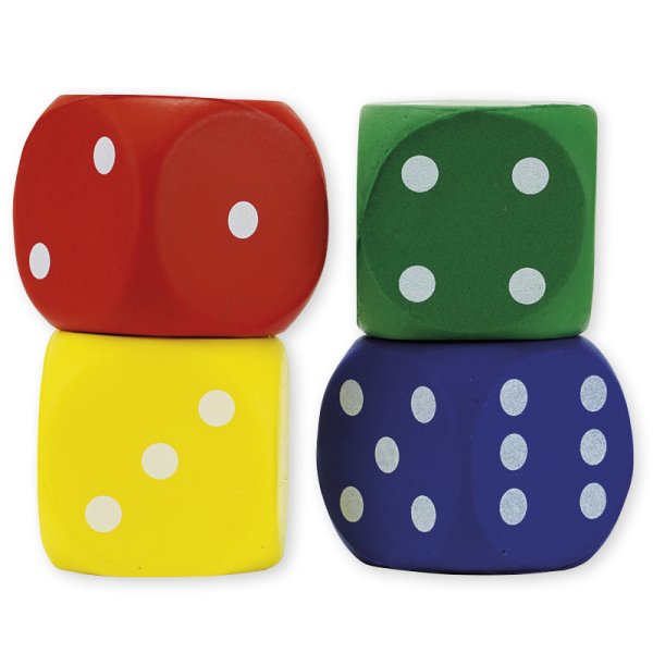 Set of Silent Dice with dots, 4x4 cm, 4 pcs.