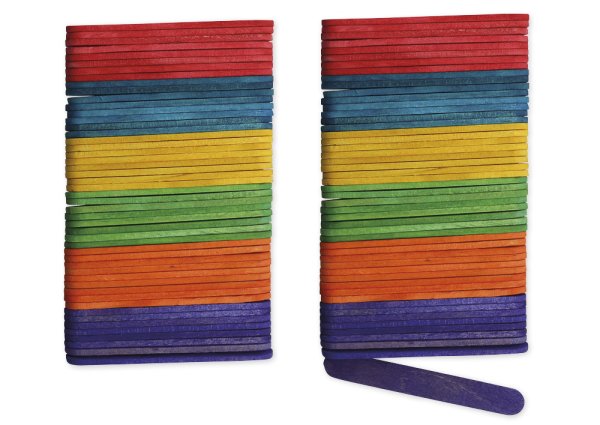 Bunte Holzspatel, 8x65 mm, 100 Stück