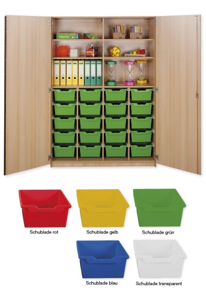 Material Tall Cabinet XXL, extra deep, 6 shelves, 20 drawers XL