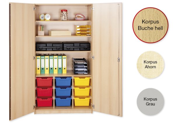 Material Tall Cabinet L, extra deep, 4 shelves, 9 drawers XL