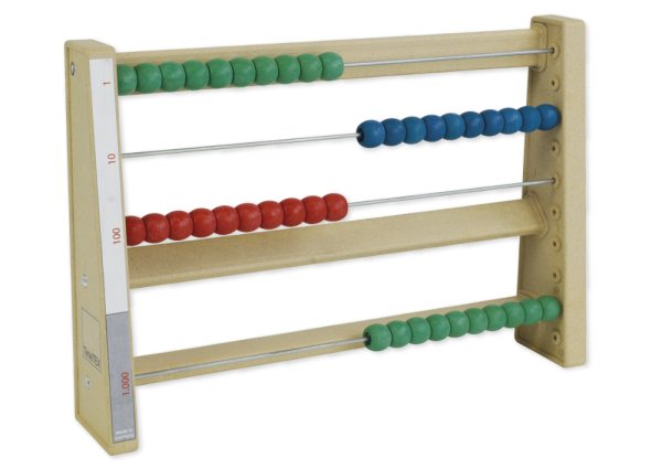 Montessori Abacus made from RE-Wood, 4 rows, 4 digits "Montessori Premium"