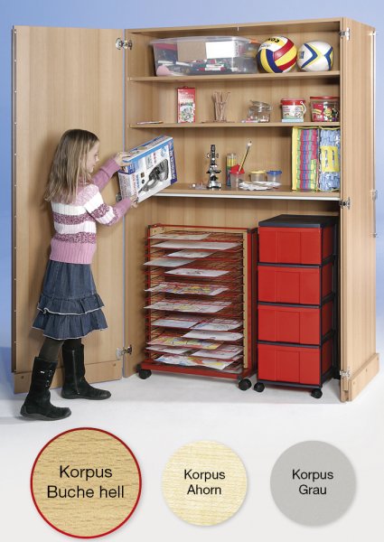 Garage Tall Cabinet XL, extra deep, drying trolley A2, wheeled container