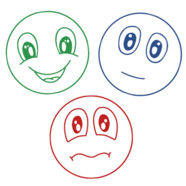 Silkscreen stamp set "Perpetuum", 3 pcs. "Compact - laughing faces"
