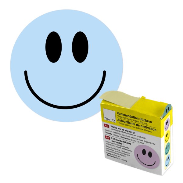 Commendation Stickers "Colourful Faces" in a dispenser box, 500 pcs.