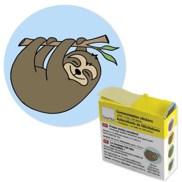 Motivational Stickers "Sloth" in a dispenser box, 500 pcs.