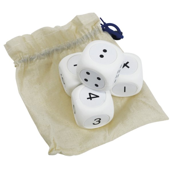 Maths Dice Xl in bag, 4 pcs., 5 cm