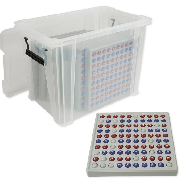 ABACO Class Set for counting in the 100s range, red and blue, with numbers, 8 pcs., in a box