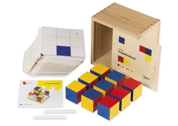 Shadow Building Game "Cubicolour", colourful, made of wood, 32 pcs. in a wooden box