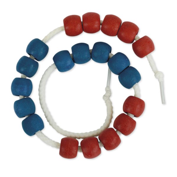 Counting Chain XL made from RE-Wood, 20 beads, blue/red