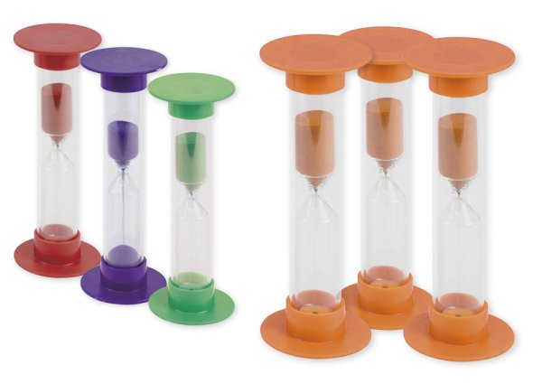 Hourglass Set 3 pcs., 14.5 cm high, 5 cm ø (1 time unit)