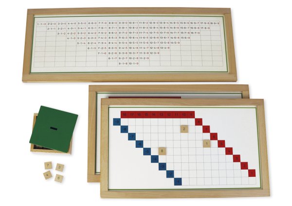TimeTEX Subtraction Working Charts in Wooden Frame "Montessori Premium"