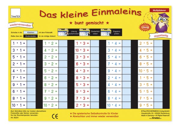 TimeTEX Magic Board "Mathematics", Small Multiplication Tables (up to 10 x 10)