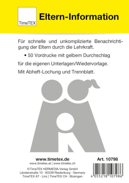 Block Parent Information A6, 50 sheets with carbon copy