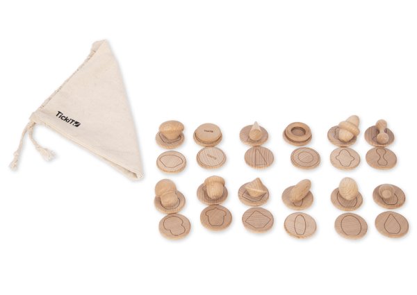 Tactile and matching game "Wooden treasure trove", 37 pieces