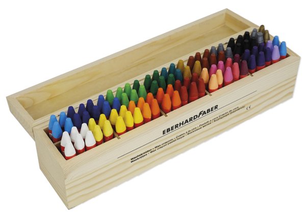 Faber Wax Crayons, 100 pcs., in a wooden box