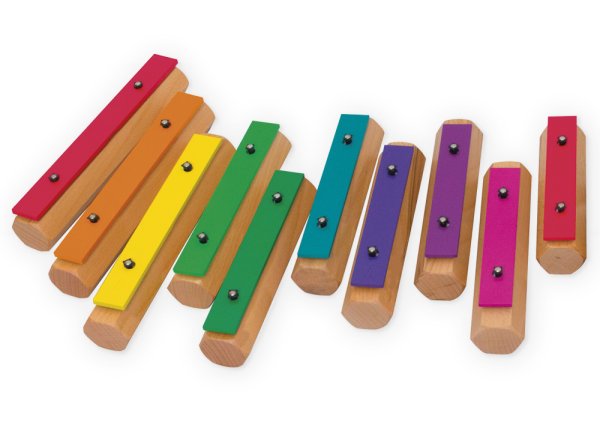 Set Sound Elements with beechwood body, coloured, 10 pcs. with mallet