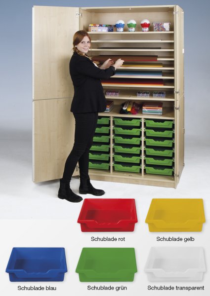 Material Tall Cabinet L Divided, extra deep, 9 shelves, 18 drawers XL