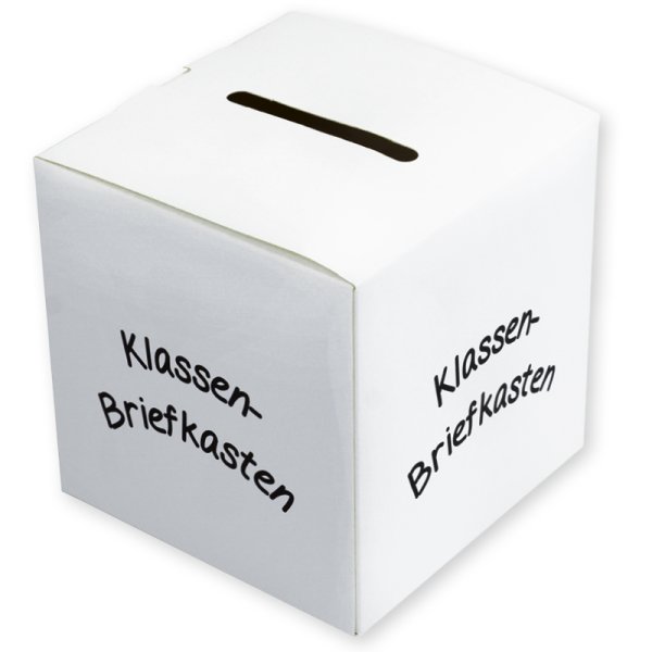 Class Letter Box white, with a slot